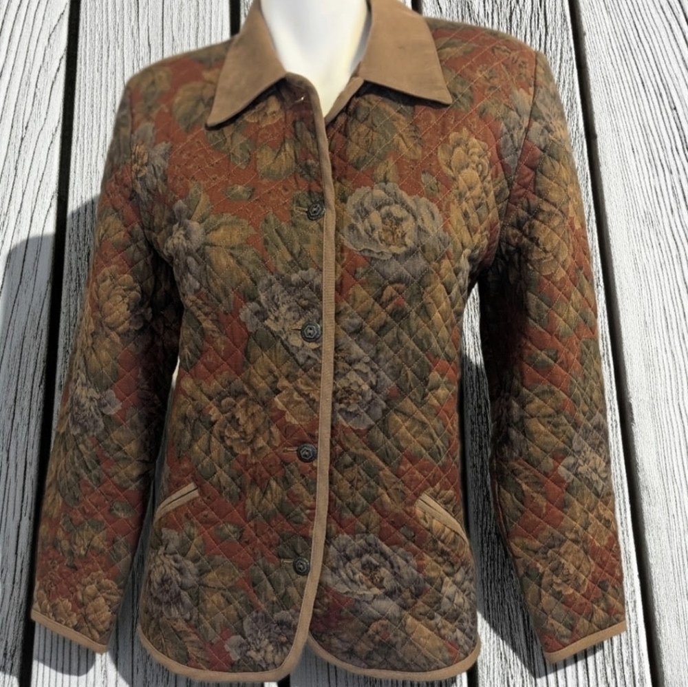Vntg Ali Miles Quilted Fall Floral Jacket